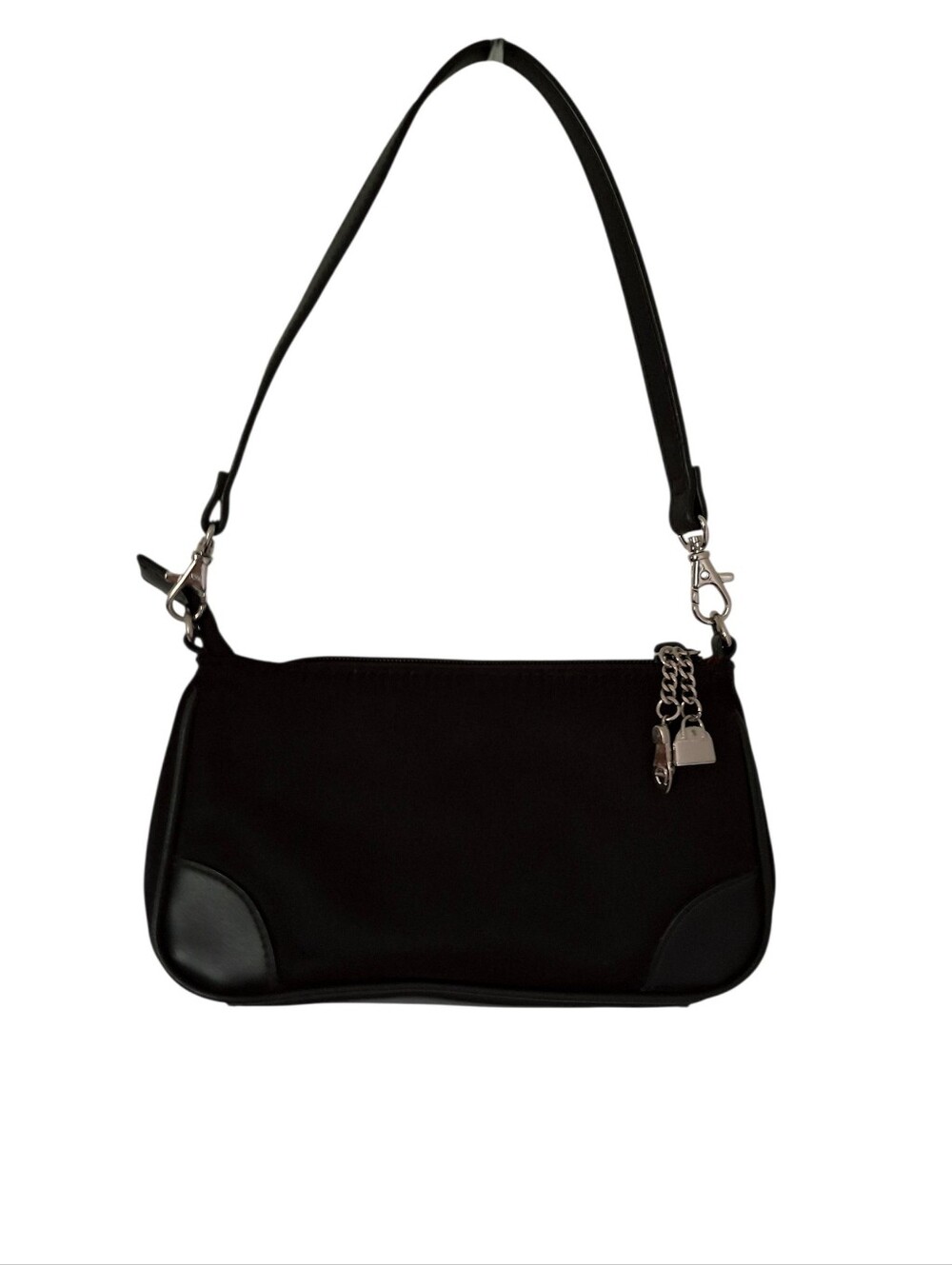 Vintage Etienne Aigner Black Nylon Mini Baguette Shoulder Bag
